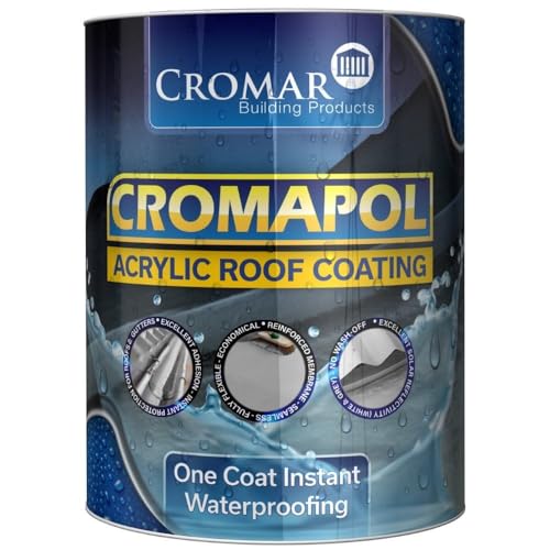 Cromar Grey Cromapol Acrylic Waterproofing Roof Sealant Fibre Reinforced Roof Coat 2.5Kg