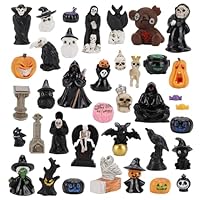 X-BLTU 38 Pcs Halloween Miniatures Figurines, Mini Resin Craft Decorations Figures Ornaments Bulk for Holiday Party Favors Bag Fillers Table Indoor Garden Dollhouse Decor