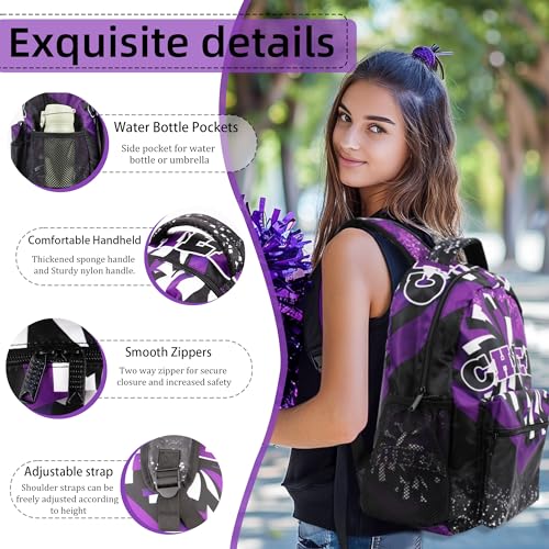 Image of Cheer Backpack for Cheerleaders, Cheerleading Gifts for Teams, Cheerleader Backpack for Women (Black&Purple)