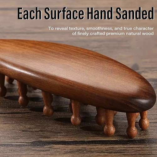 Image of Beaute Secrets Wooden Scalp Massager Hair Growth Brush | Sandalwood Head Massager & Stress Relief Comb | Anti-Dandruff Scalp Exfoliator | Gua Sha Massage Brush for Men & Women, Brown