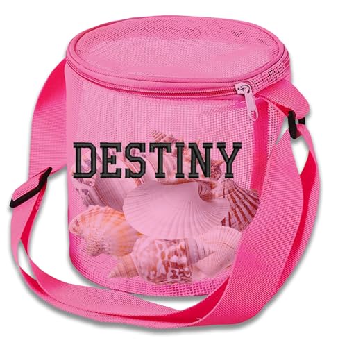 Personalized Mesh Beach Bag Custom Embroidered Name Mesh Sand Seashell Collecting Bags for Boys Girls