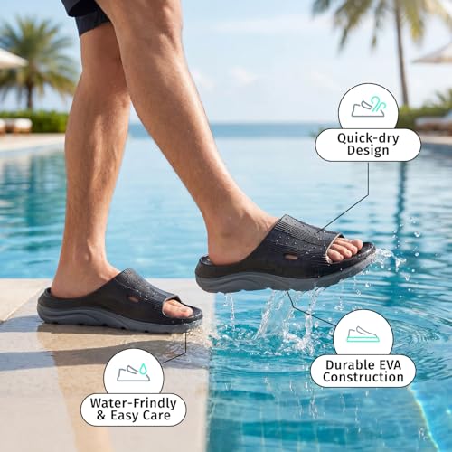 Image of YOHO Twin Sliders for Men | Comfortable, Waterproof, Lightweight & Anti Skid Slides for Everyday Use | Monsoon Footwear for Men, Boys & Gents
