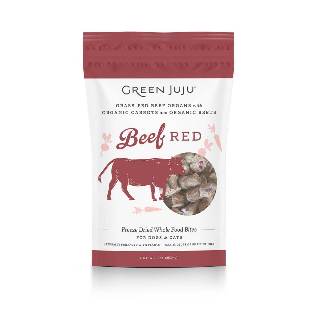 Green Juju Beef Red Freeze-Dried Whole Food Bites for Dogs & Cats, 3 oz