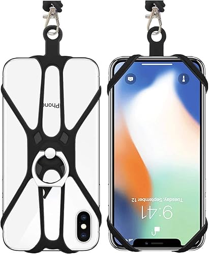 2 correas cruzadas para teléfono celular con correa ajustable para el cuello y agarre de anillo para teléfono, cordón universal para teléfono