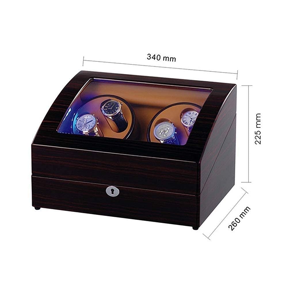 FENOKD Watch Winder Box Automatic Watch Winder Quiet Motor Illumination 5 Modes 4 Watches + 6 Storage Position Rotating Watches Display Box