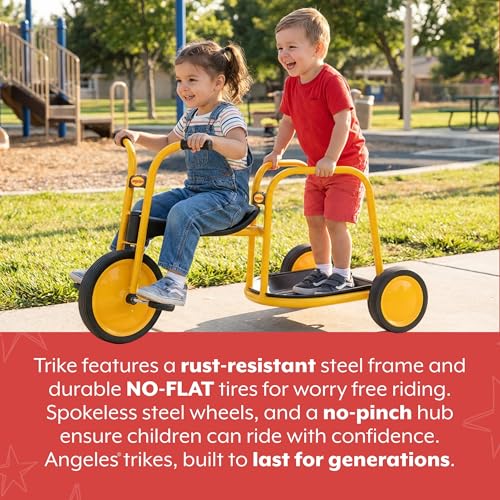 Image of Angeles MyRider Kids Tricycle, Toddler Tricycle with Solid Airless Rubber Tires, Kids Bike for Preschools and Daycare, Chariot Bike for Ages 3+, 15 inch Tall Seat