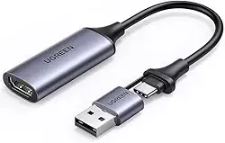 Placa de Captura de Vídeo Hdmi para Usb-A/C Resolução Full Hd 1080P Captura de Vídeo e Gravação de Áudio para Jogos Streaming Videoconferência - No Brasil MPOWER