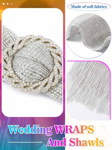 EASEDAILY Women's Shawls and Wraps for Evening Dresses Sparkling Wedding Scarf Fringe Bridal Capelet for Bride and Bridesmaid4