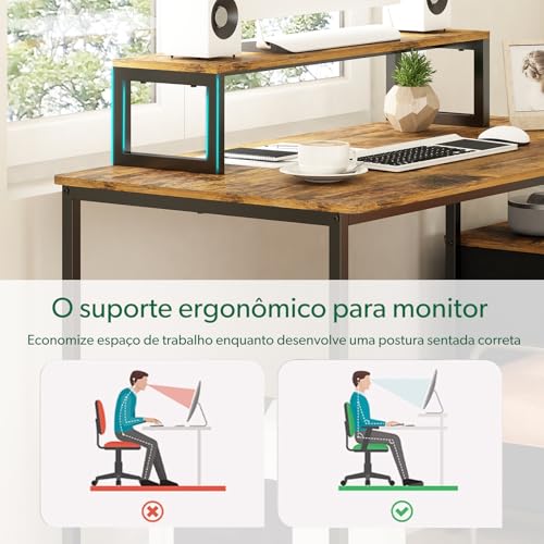 Mesa de Computação de 150CM com Armário de Gaveta de Arquivo de Tecido, Mesa de Computador Reversíve