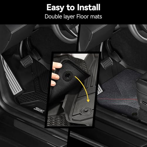 Image of 3W 9PCS Floor Mats for Tesla Model Y Juniper 2025 2026 Star Trails Carpets | Only Premium /Performance, Metal Pedal, Cargo Liner Backrest Mats Double Layer TPE All Weather Custom Fit Model Y Accessories