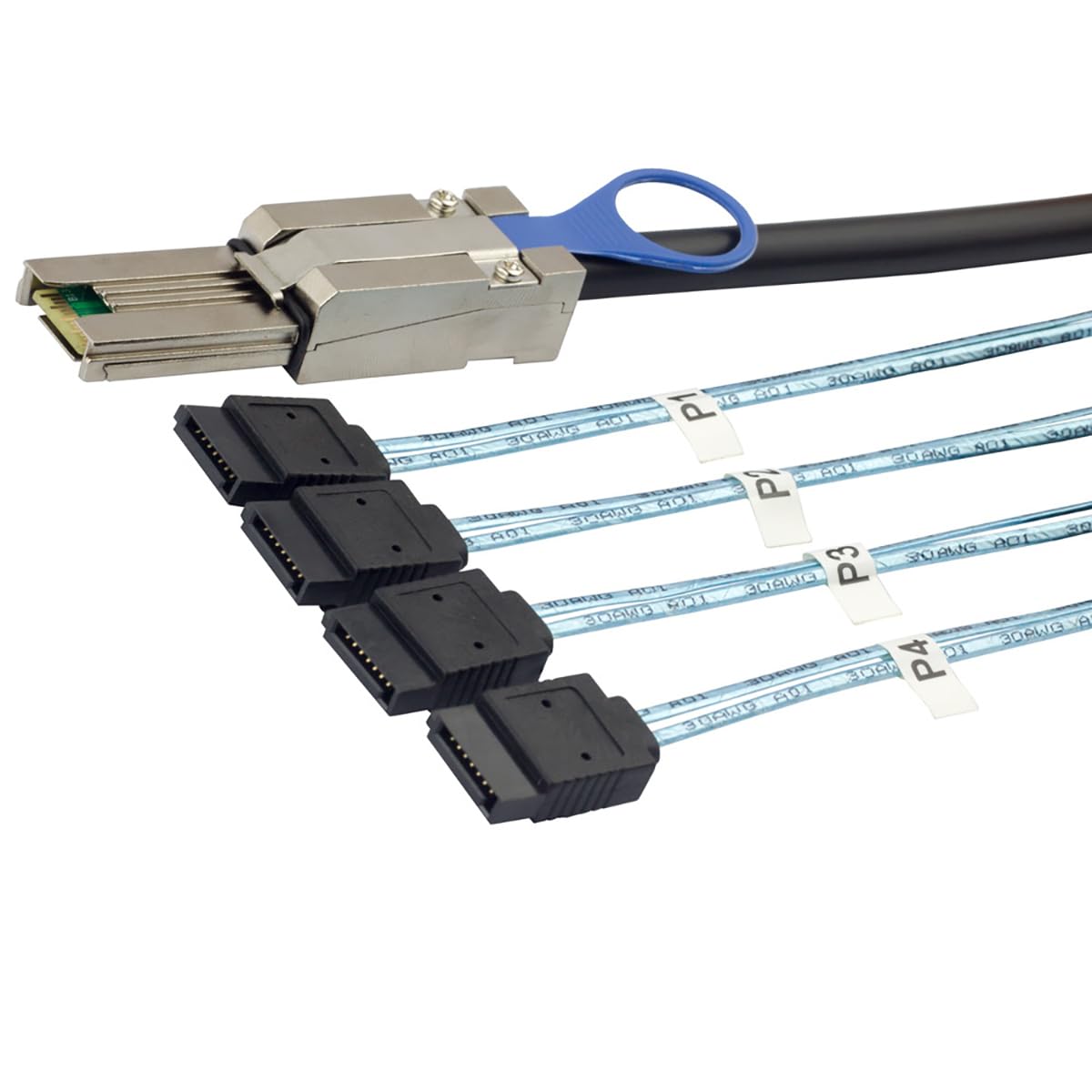 MINI SAS HD SFF-8088 do 4X SATA 7-pinowy kabel, 0,5 m/1 m/2 m/3 m, szybki kabel do serwera, dysk twardy 6 Gb/s, kompatybilny z serwerami, rozszerzeniem pamięci, kontrolerem RAID, stacjami