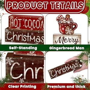 4Pcs Christmas Wooden Tabletop Decor Christmas Hot Cocoa Wooden Block Signs Gift Rustic Xmas Tiered Tray Decor Merry Christmas Centerpiece Sign Farmhouse Christmas Table Home Party Decor 4Pcs Christmas Wooden Tabletop Decor Christmas Hot Cocoa Wooden Block Signs Gift Rustic Xmas Tiered Tray Decor Merry Christmas Centerpiece Sign Farmhouse Christmas Table Home Party Decor
