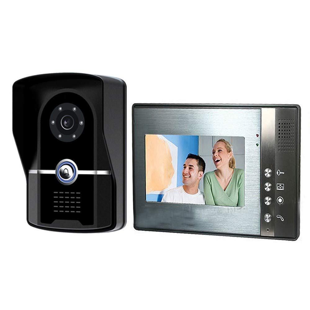 Videoportero Cableado, Cámara Impermeable + 7'' LCD Monitor, Soporta Desbloqueo de Remoto, Visión Nocturna, Audio Bidireccional, Intercomunicador Manos Libres