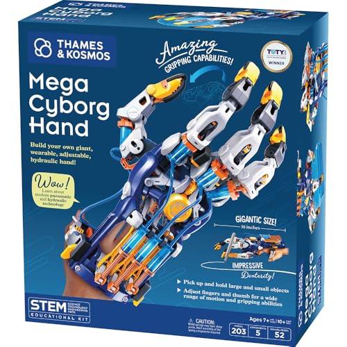 Thames & Kosmos Mega Cyborg Hand STEM Experiment Kit | Build Your Own GIANT Hydraulic Amazing Gripping Capabilities Adjustable for Different Sizes Learn Pneumatic Systems