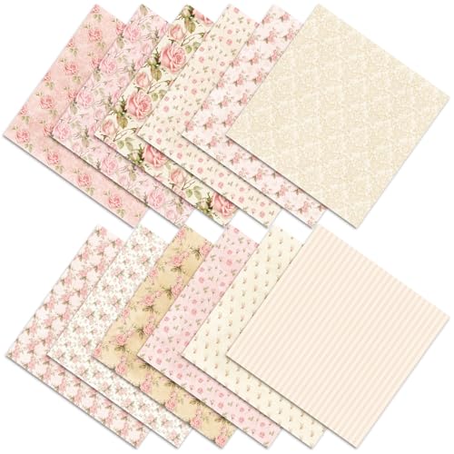 24 Sheets Floral Scrapbook, Paper Scrapbooking Supplies, Assorted Scrapbook Paper for Crafters Scrapbookers DIY Enthusiasts Card Makers Artists Journalers Teachers Students Kids (Flowers F)