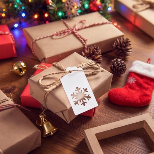 Etiquetas de Navidad con cuerda de papel kraft LEOUEANR de alta resistencia 7