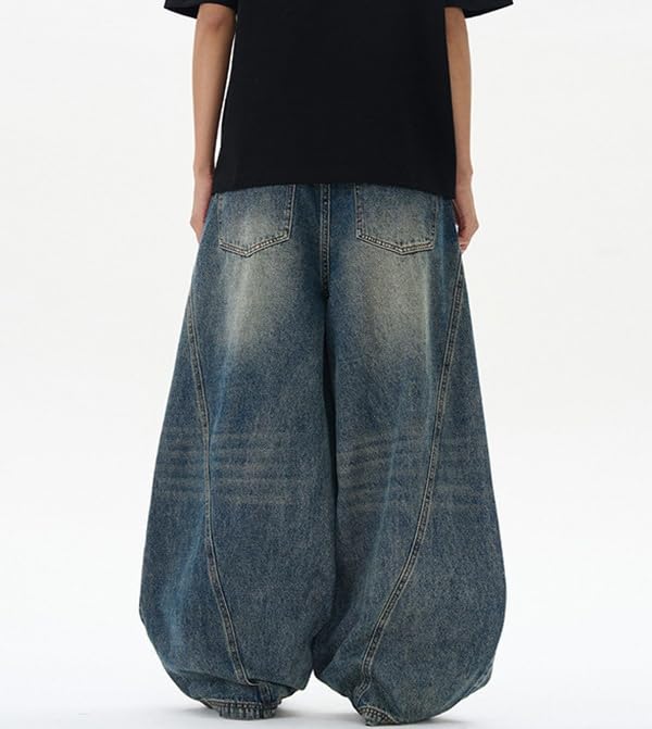 Mens Wide Leg Jeans Y2k Baggy Hip Hop Denim Pants Vintage Grunge Jeans Loose Fit Skater Skateboard Pants Streetwear4