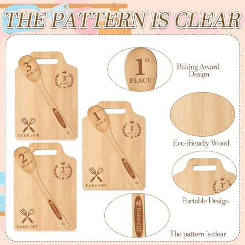 Set de 3 tablas de cortar rectangulares de madera con mango miniatura 3