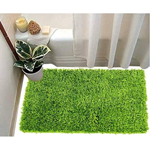Image of Anti Skid Doormats for Home and Office Entrance Living Room and Bathroom Mats | Entrance Door Mats for Home and Office Entryway. (Solid Green, 20x32)