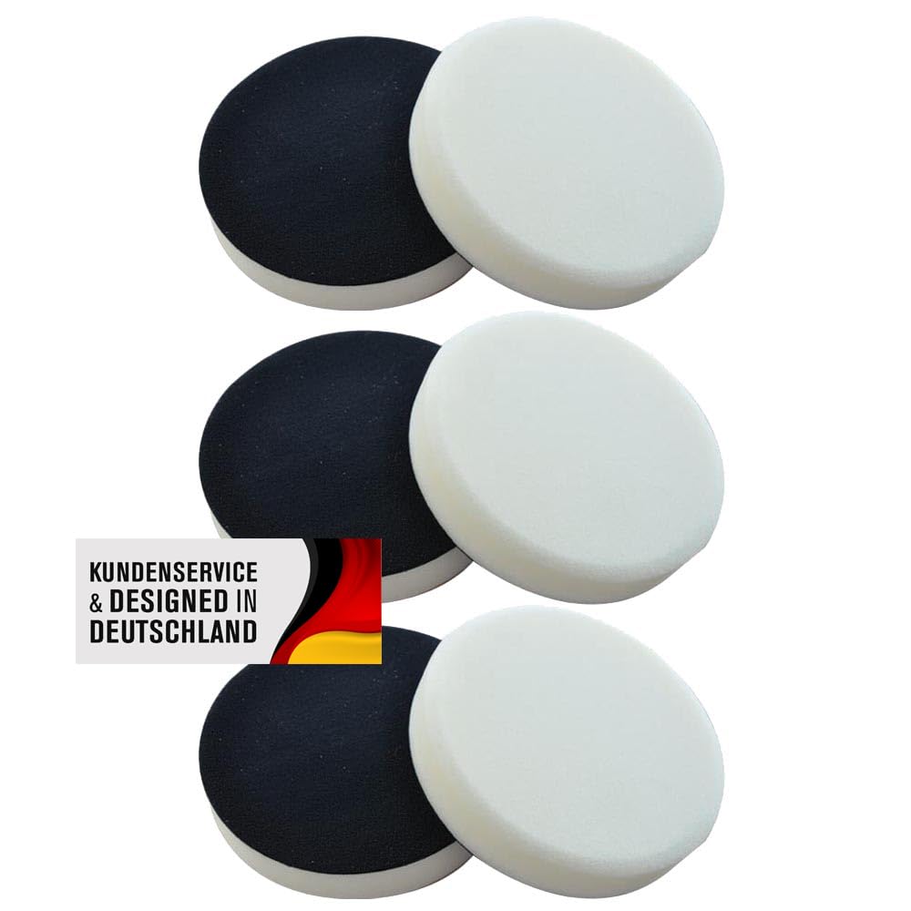 Polijstspons, set van 180 mm, klittenband, in verschillende hardheidsgraden en setmaten, polijstsponzen voor de polijstmachine, polijstpads, polijstset met klittenband, wafelt of glad (medium oranje, set van 6