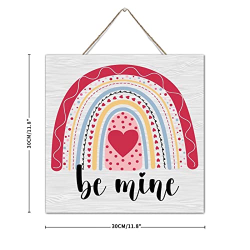 Plaque en bois rustique Be Mine : citation murale 30x30 cm