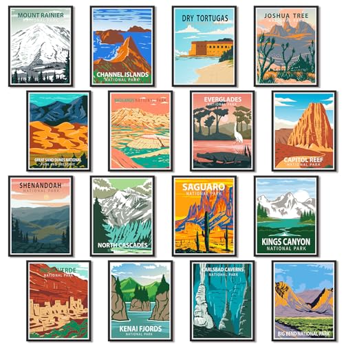 Gersoniel 16 Pieces National Park Posters Vintage of 16 Travel