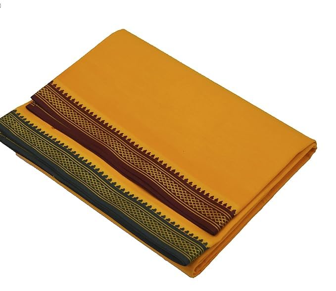 Fabrics Pure Cotton Solid Striped Dhoti for Men�s Lungies with Border-image-18