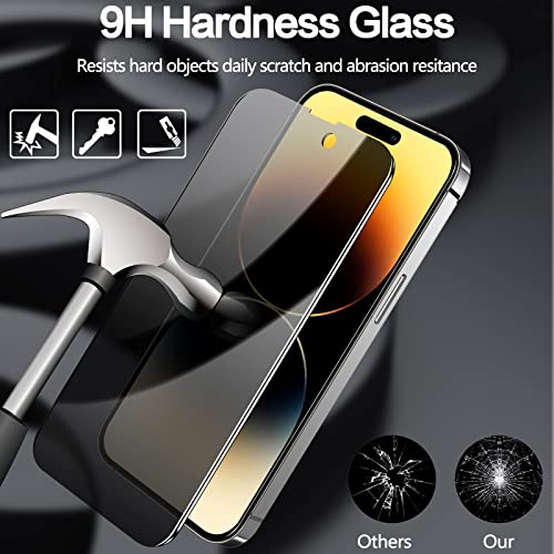 Image of 2-Pack Privacy Screen Protector for iPhone 14 Pro Private Full Screen Protector Tempered Glass Accessories [6.1 Inch], 2 Pack 9H Shatterproof Privacy Screen Film