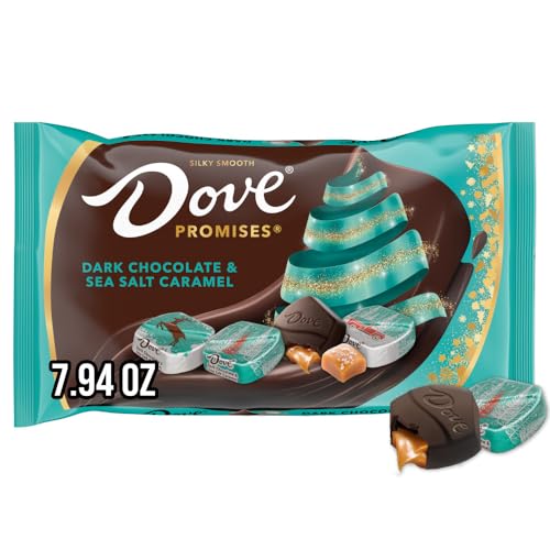 DOVE PROMISES Dark Chocolate & Sea Salt Caramels & Salted Caramel Candy Christmas Bag, 7.94 oz