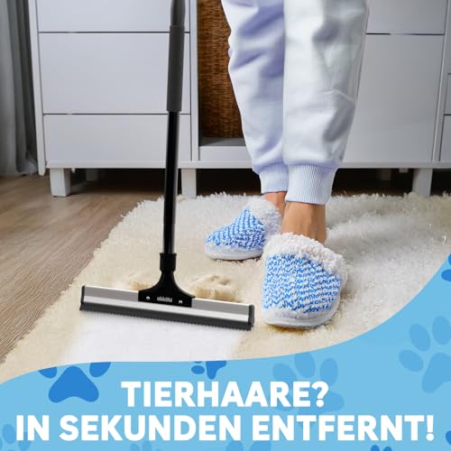 Okköbi Carpet Rake - Fellfeger Besen – Pet Hair Remover für Teppich & Möbel – Gummibesen mit Stiel – Hundehaare Entfernen – Teppich Bürste für Tierhaare – Fellfeger für Teppiche & Böden