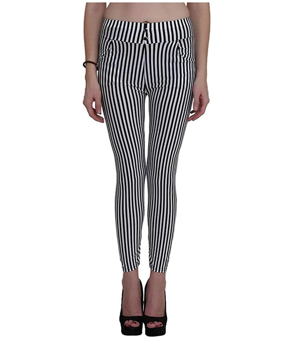 w+ Women Striped Black & White Legging/Tights/Trousers/Jeggings-picture-37
