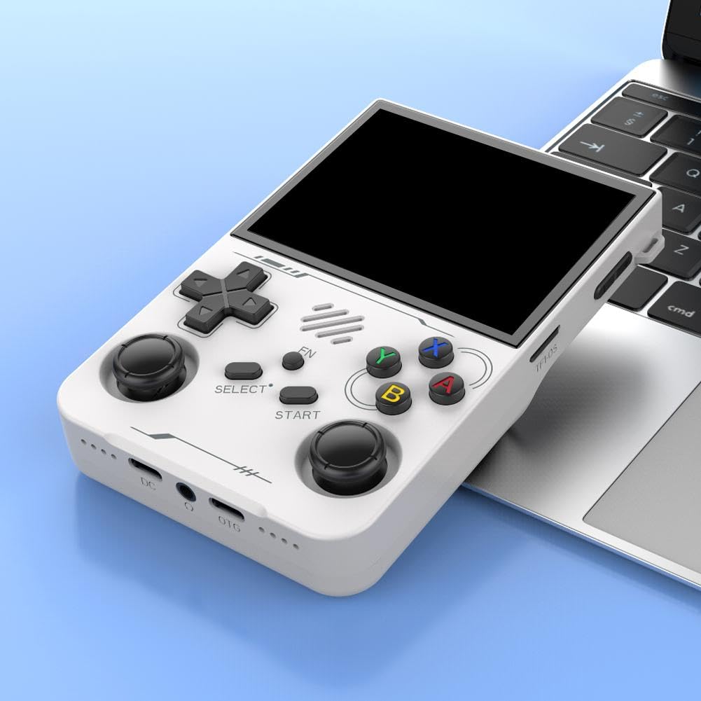 R36XX Console di gioco portatile retrò, console portatile per videogiochi con sistema Linux open source, WiFi Dual Band con Bluetooth, schermo da 3,5" e batteria da 3000 mAh (128 G)