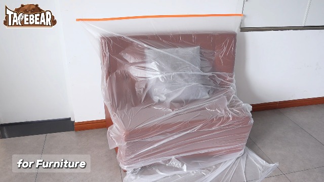 Image of TAPEBEAR Pre-Taped Masking Film, 102 inch x 56Feet x 3Roll Plastic Sheeting Cover for Painting, Tape and Drape, Painters Masking Tape Film Plastic Drop Cloths for Auto, Appliance and Furniture