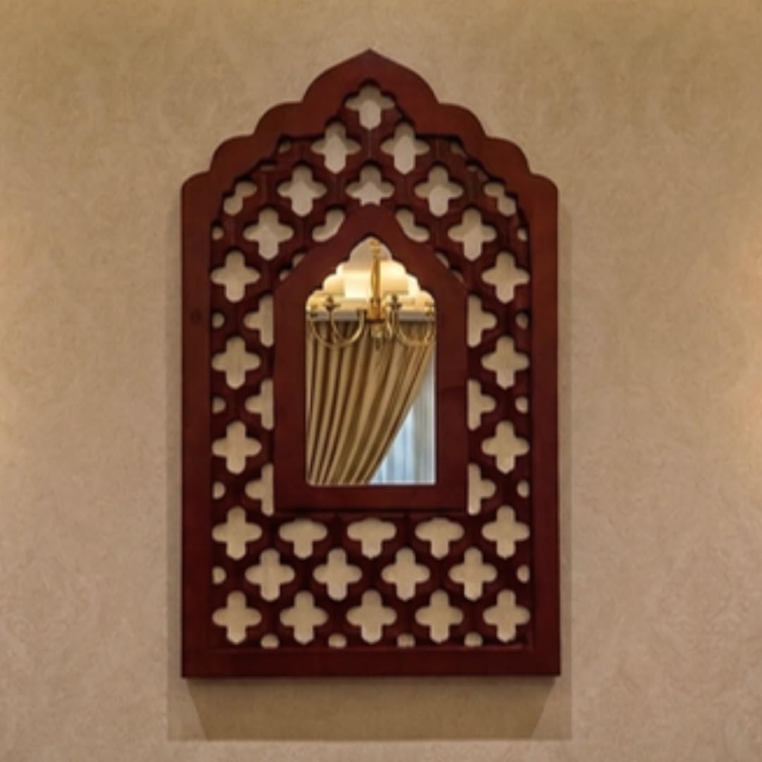 Mughal Jharokha Mirror - Handmade Wooden Wall Art -1