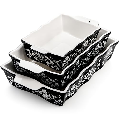 Bekith 3-Piece Ceramic Baking Dishes With Handles, Casserole Dishes For Oven, Rectangular Deep Lasagna Pans, Porcelain Bakeware Sets For Baking Cake Kitchen thumb #2