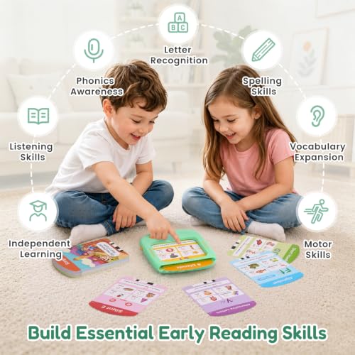 Image of JoyCat Phonics Learning Tablet, 156 Pages Talking Flash Cards | Learn to Read with 5 Level Progress Phonic Educational Toy, Screen-Free Learning Tablet Birthday Gift for Boys Girls Ages 3-8