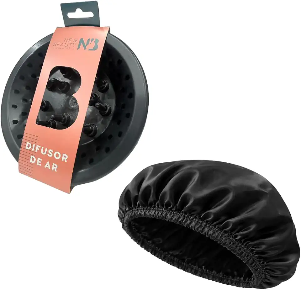 Kit Difusor Universal Secador Cachos + Touca Cetim Profissional Definidor Cabelos Cacheados Crespos