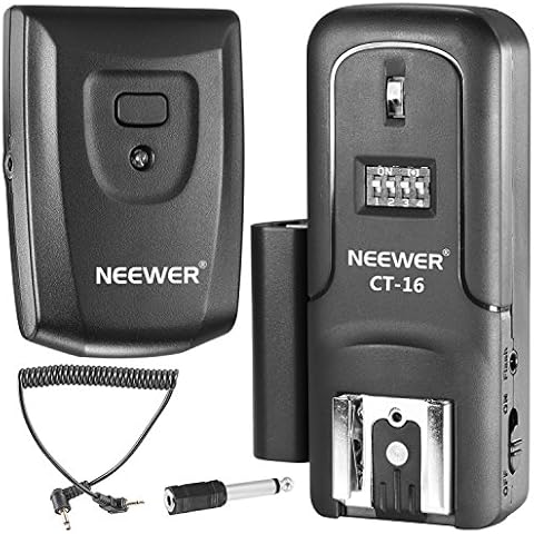 Neewer CT-16 Speedlite Blitzauslöser-Set mit Standard-Blitzschuh, 16 Kanäle, inkl. Transmitter und Empfänger, passend für DSLR-Kameras von Canon Nikon, Pentax, Olympus, Panasonic Cover