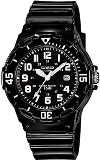 Boy's Quartz Watch Dial Analogue Display Black Resin Strap and Black Dial LRW-200H-1B