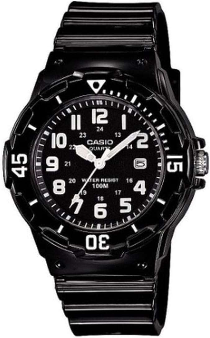 Boy's Quartz Watch Dial Analogue Display Black Resin Strap and Black Dial LRW-200H-1B