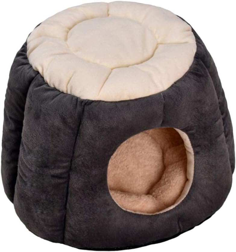 POPETPOP Round Pet Nest Mat for Outdoor Dog House Warm Canopy Bed for Pp Cotton
