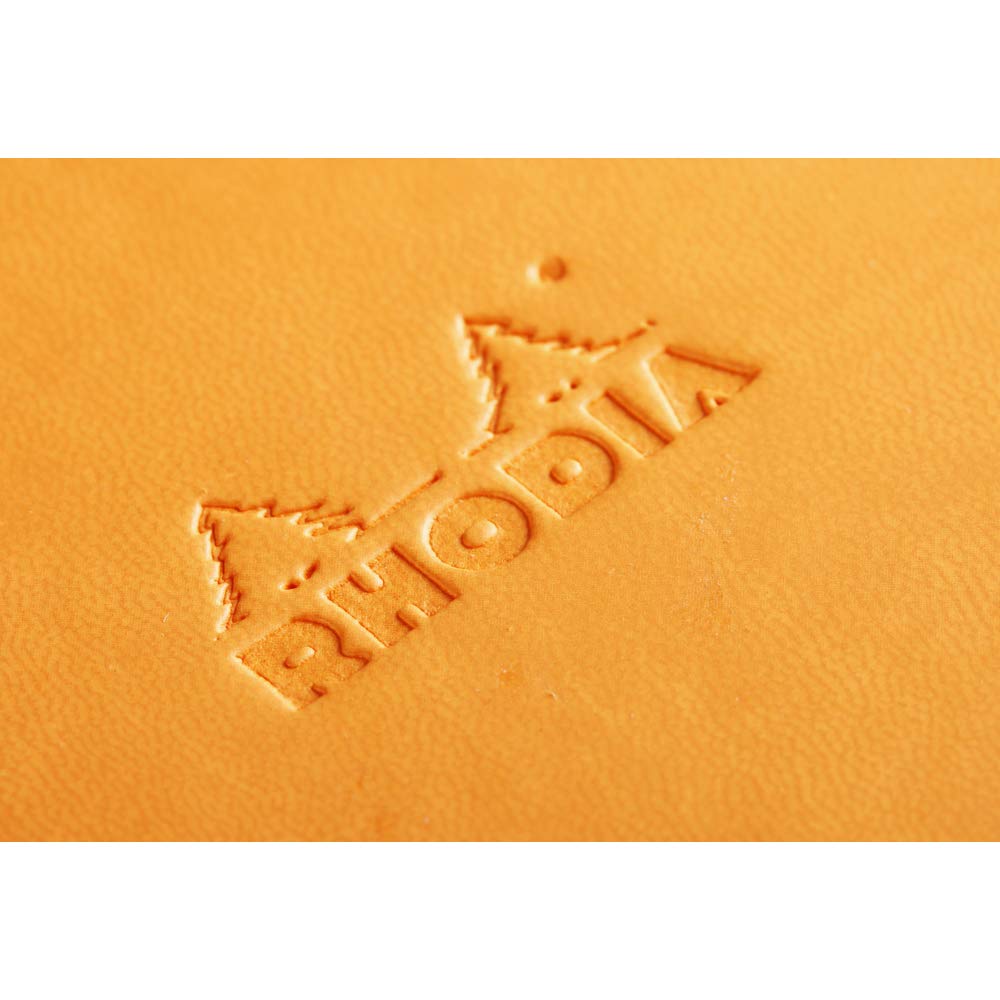RHODIA 118368C - Cahier Rigide Webnotebook Orange - A4 21 x 29,7 cm - Ligné - 192 pages - Papier Clairefontaine Ivoire 90 g/m² - Marque-Page, Fermeture Élastique - Simili Cuir - Collection Rhodiarama