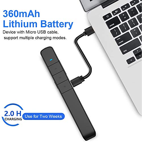 Image of Rechargeable Presentation Clicker with Green Light Pointer for presentations, PowerPoint Clicker for Presentation Remote, Long Range Wireless Presenter (Black - N75)
