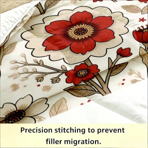 Edredón 200x200 cm con flores para cama doble set de 3 piezas de microfibra suave 5