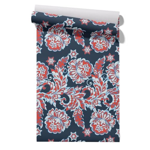 CEVAN Papel de Pared Decorativo Pintado Autoadhesivo Habitacion Flor Étnica Abstracta European Retro Retro Europeo Papel Impermeable, Despegar Y Pegar, Para Armarios 45x300cm