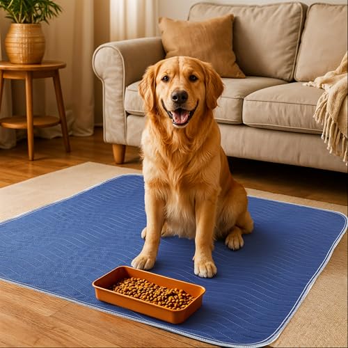 Image of 4 Pack Washable Pee Pads for Dogs 18 inch x 24 inch, Waterproof Dog Training Pads | Reusable Dog Training Pads for Sofa, Incontinence Bed Pads for Adults, Elderly and Kids (Navy,Green) by Utopia Bedding