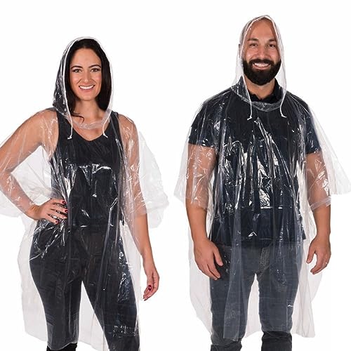 Clear Harbour Emergency Disposable Rain Poncho Pack for Adults | Women and Men's Rain Ponchos in Bulk | Extra Thick, Waterproof Reusable .03mm PE Plastic Material for Travel, Survival, and Fun.3