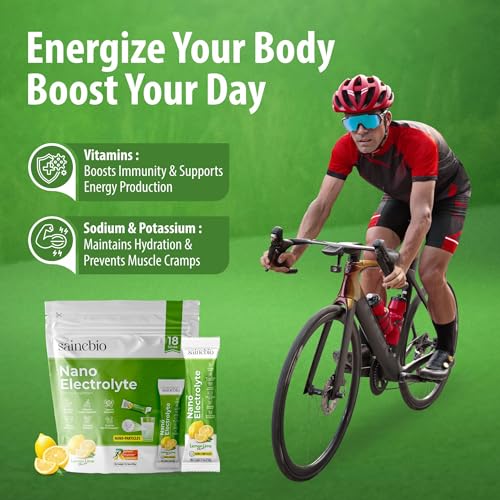 Image of Sainebio Nano Electrolyte Powder - 18 Lemon Lime Flavor Sachets | Hydration & Recovery Drink with Potassium, Vitamin C & B-Complex | Supports Energy, Electrolyte Balance & Immunity