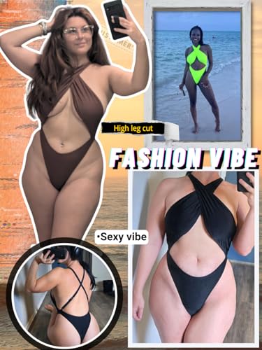 Kaei&Shi Sexy One Piece Swimsuit for Women,Cut Out Criss Cross Bathing Suit,Thong Monokini Swimsuits2