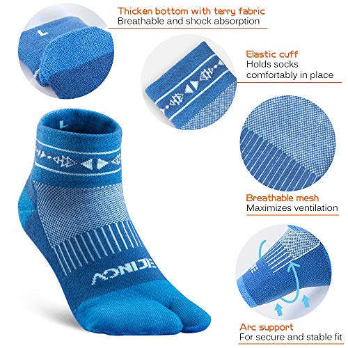 DECDEAL Meias de algodão do dedo grande do pé de 2 pares Meias esportivas de dois dedos Meias de gin